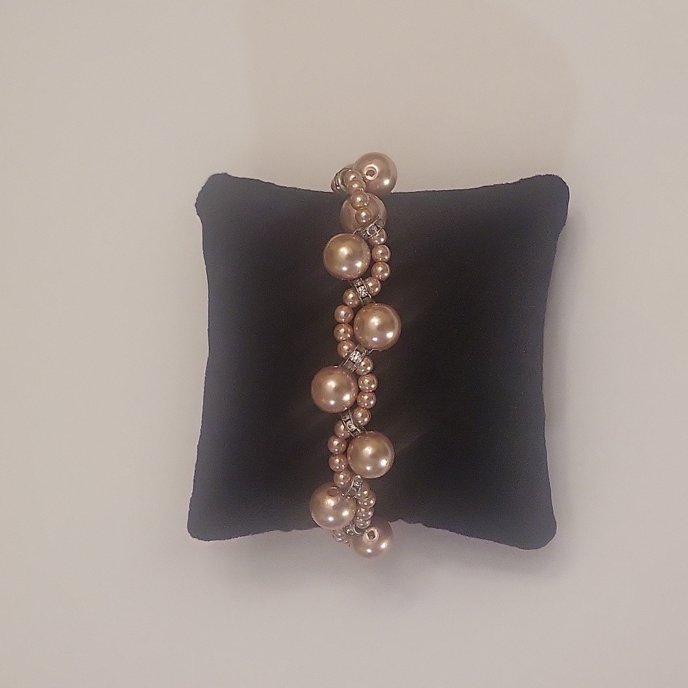 Blush Colored Bracelet  with Rhinestone Embellishment